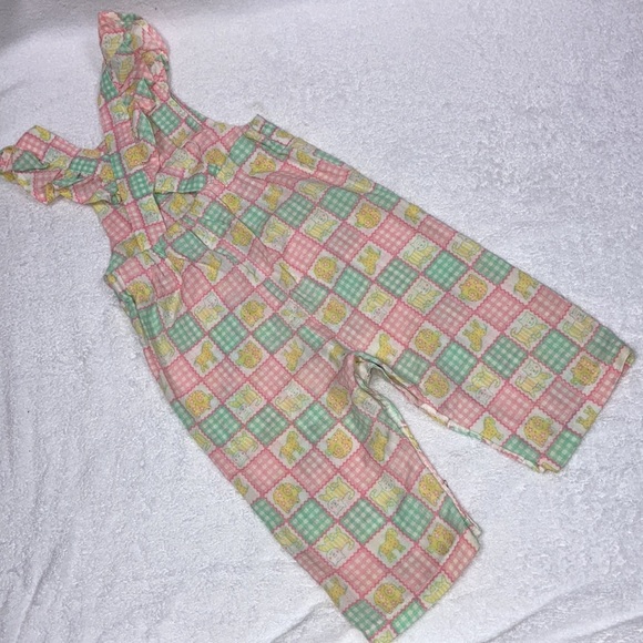 Vintage Healthtex patchwork print ruffle strap overalls 18m - Picture 5 of 7